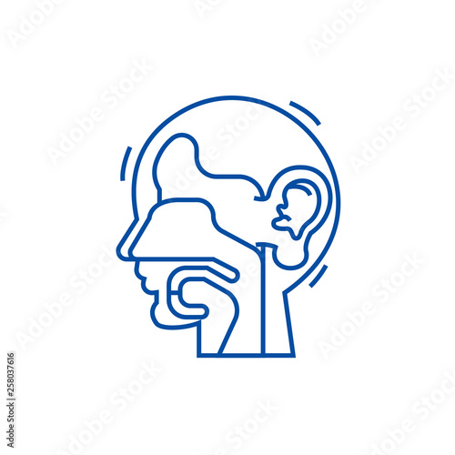 Ear, nose, and throat,ent line concept icon. Ear, nose, and throat,ent flat  vector website sign, outline symbol, illustration.