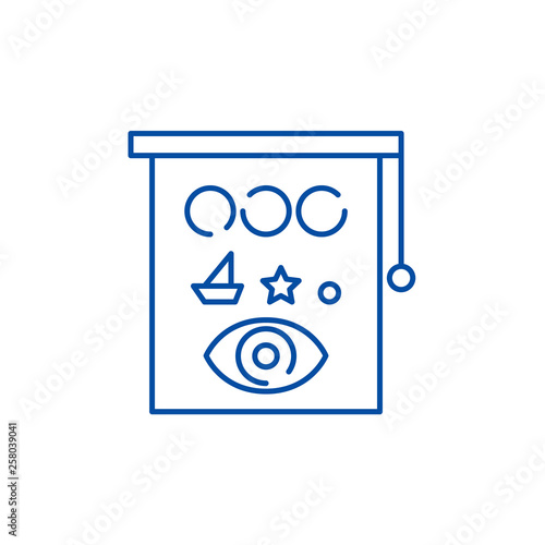 Eyesight check line concept icon. Eyesight check flat  vector website sign, outline symbol, illustration.