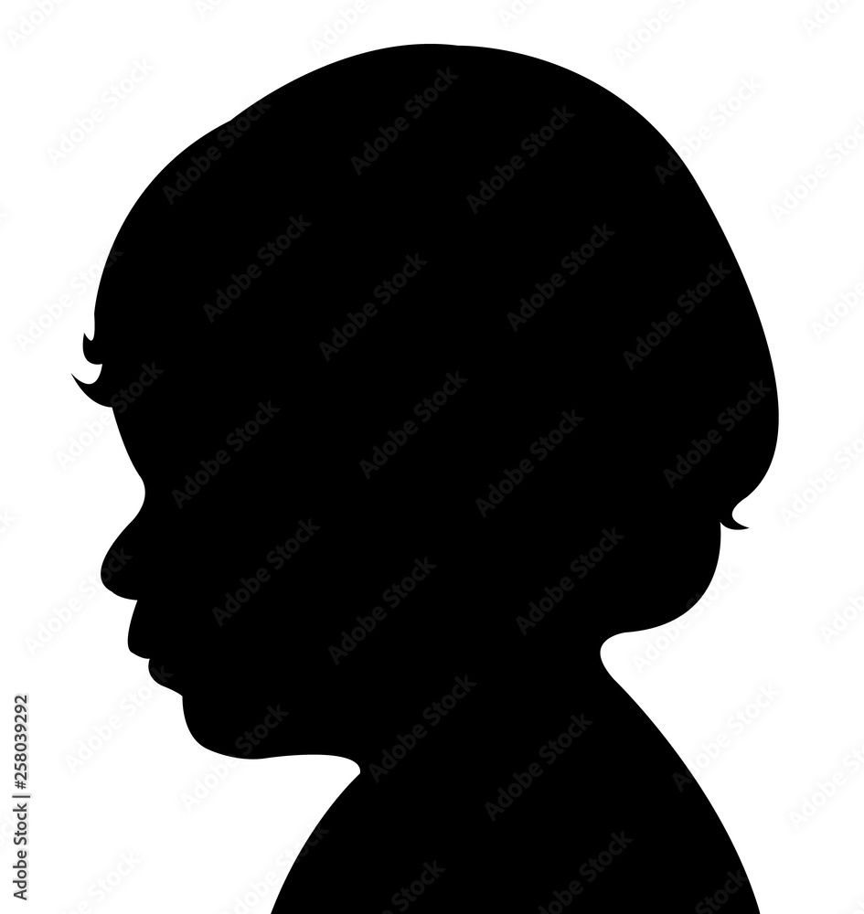 a cute baby boy head silhouette vector