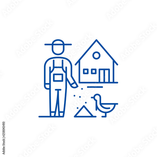 Poultry farming line concept icon. Poultry farming flat  vector website sign, outline symbol, illustration.