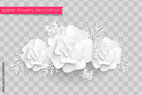 Paper cut flowers. Vector eps 10 format.