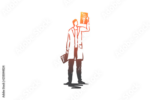 X-ray, health, doctor, medicine, care concept. Hand drawn isolated vector.