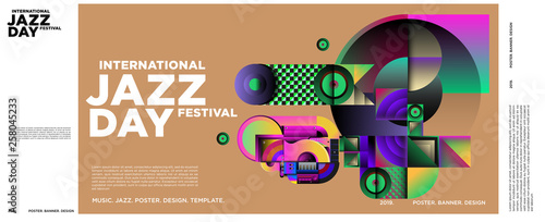 Vector colorful international jazz day poster and banner