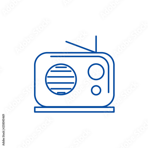 Radio reciever line concept icon. Radio reciever flat  vector website sign, outline symbol, illustration.