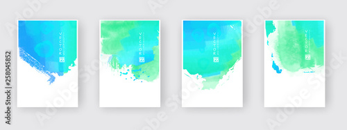 Poster template set. Hand drawn Watercolor stain background collection.