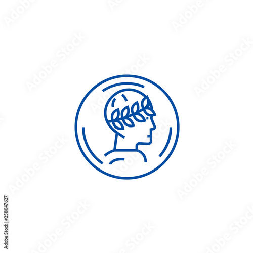 Roman emperor profile line concept icon. Roman emperor profile flat  vector website sign, outline symbol, illustration.
