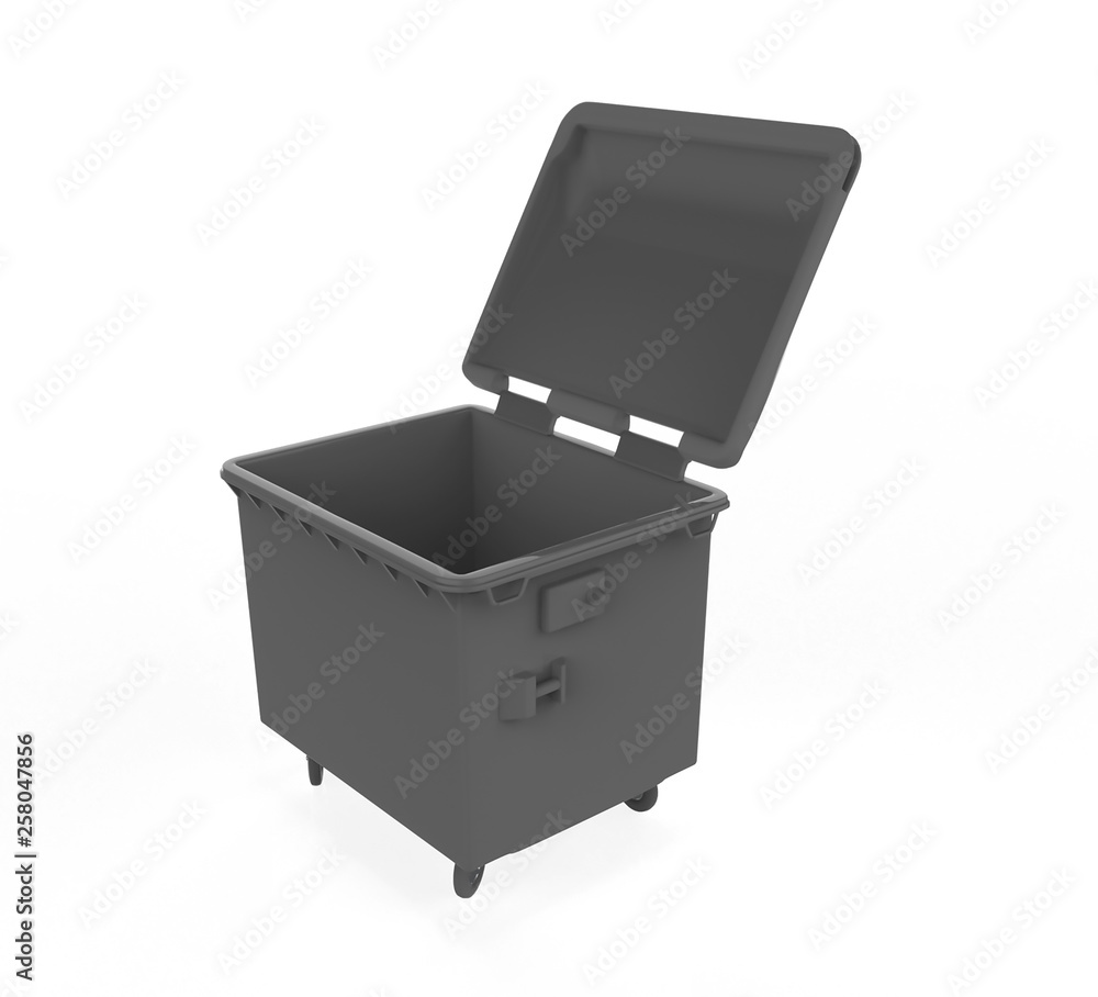 close plastic garbage container on white background. 3d illustration close plastic garbage container on white background. 3d illustration