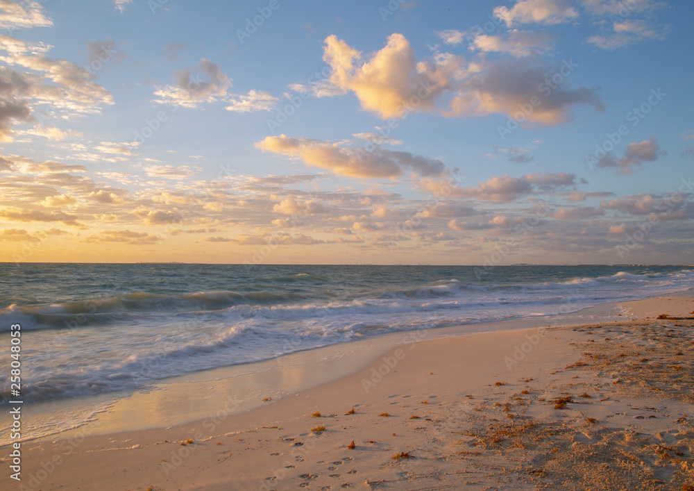 Beautiful sunrise on white beach, cancun Quintana Roo, Mexico Beautiful sunrise on white beach, cancun Quintana Roo, Mexico