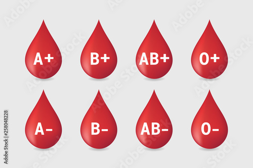 Blood type set on white background.