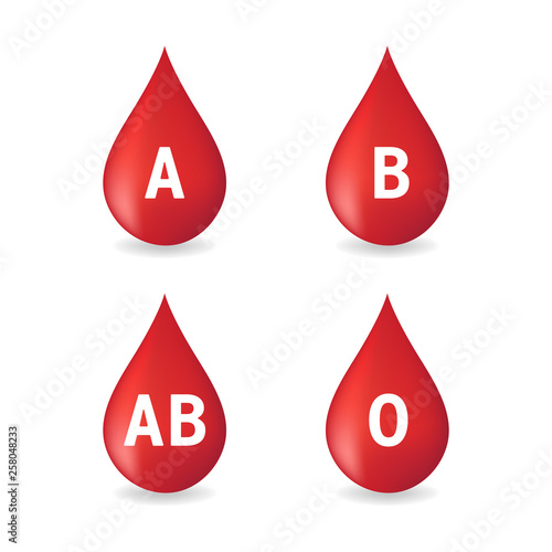 Blood type set isolated on white background.