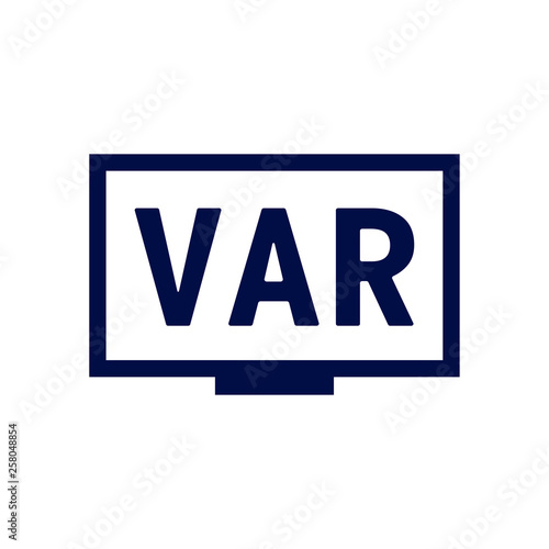VAR, Video Assistant Referee icon for soccer or football match.