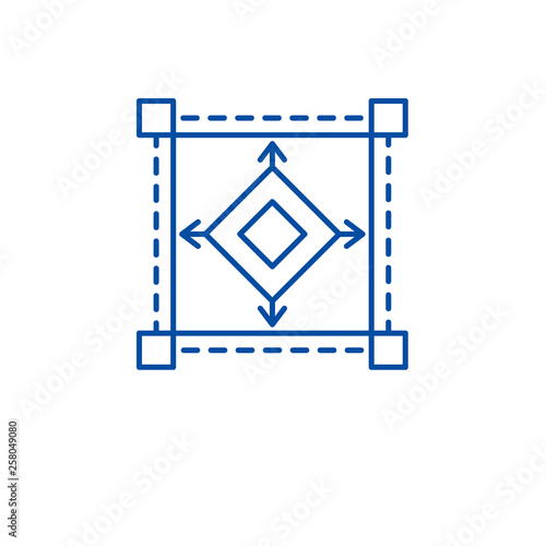 Scale model line concept icon. Scale model flat  vector website sign, outline symbol, illustration.
