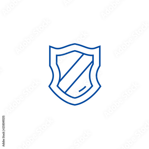Schield line concept icon. Schield flat  vector website sign, outline symbol, illustration.