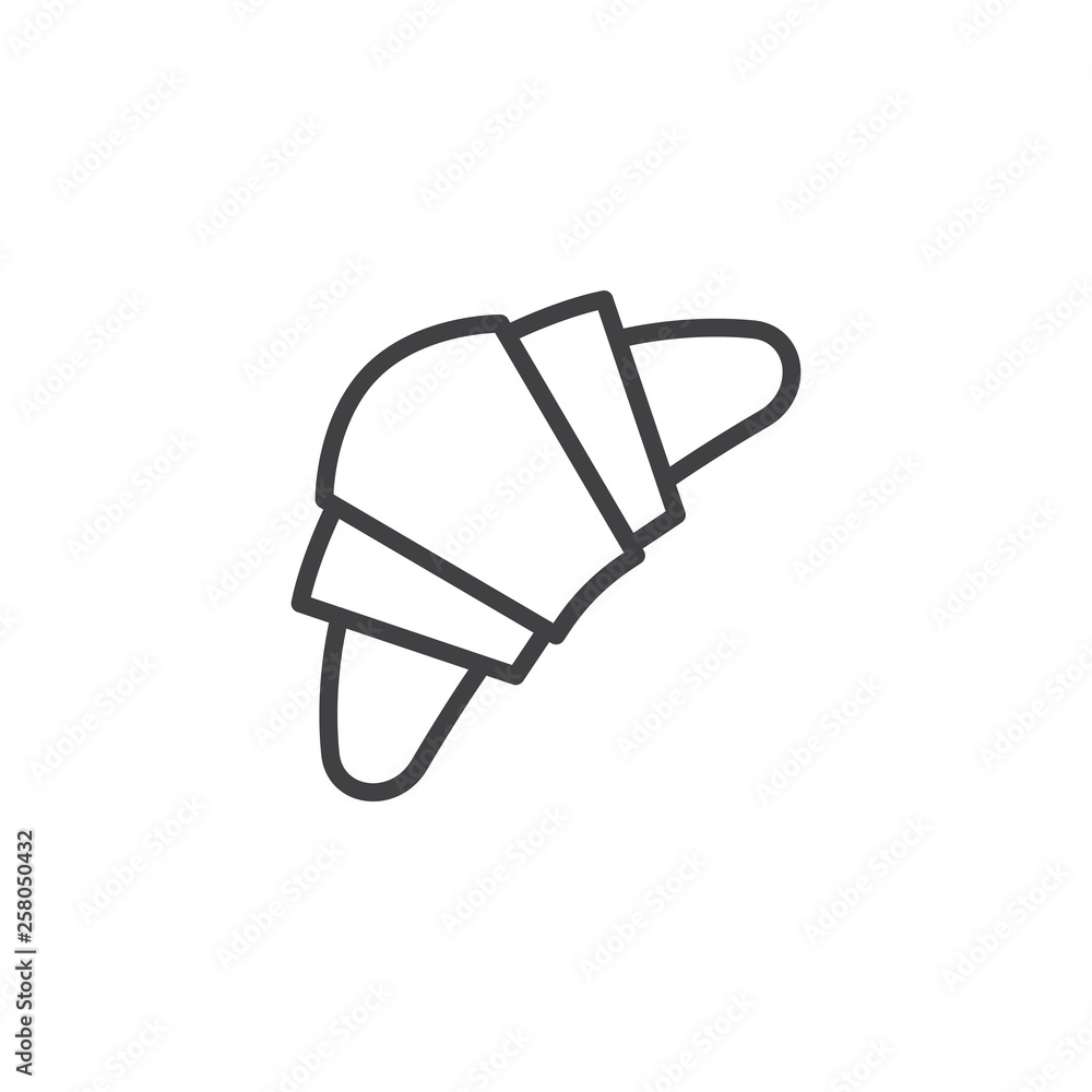French croissant line icon. linear style sign for mobile concept and web design. Dessert and sweets outline vector icon. Pastry shop food symbol, logo illustration. Pixel perfect vector graphics French croissant line icon. linear style sign for mobile concept and web design. Dessert and sweets outline vector icon. Pastry shop food symbol, logo illustration. Pixel perfect vector graphics