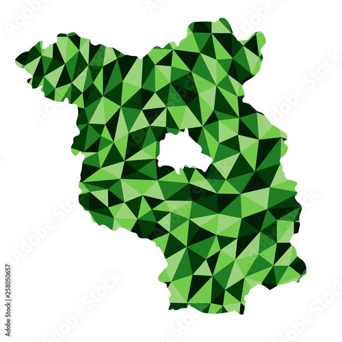 Brandenburg region of Germany polygonal map background low poly style 5 green colors vector illustration eps
