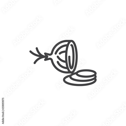 Chopped onion rings line icon. linear style sign for mobile concept and web design. Onion slice outline vector icon. Food symbol, logo illustration. Pixel perfect vector graphics