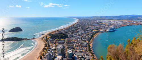 Aerial panoramic view from mount Maunganui, New Zealand photo