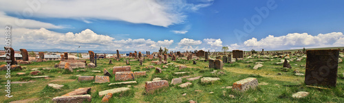 Noratus cemetery, sevan lake,  Armenia, Caucasus photo