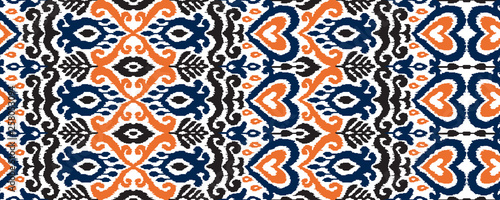 Ikat Ornament Ethnic Vector Seamless Pattern