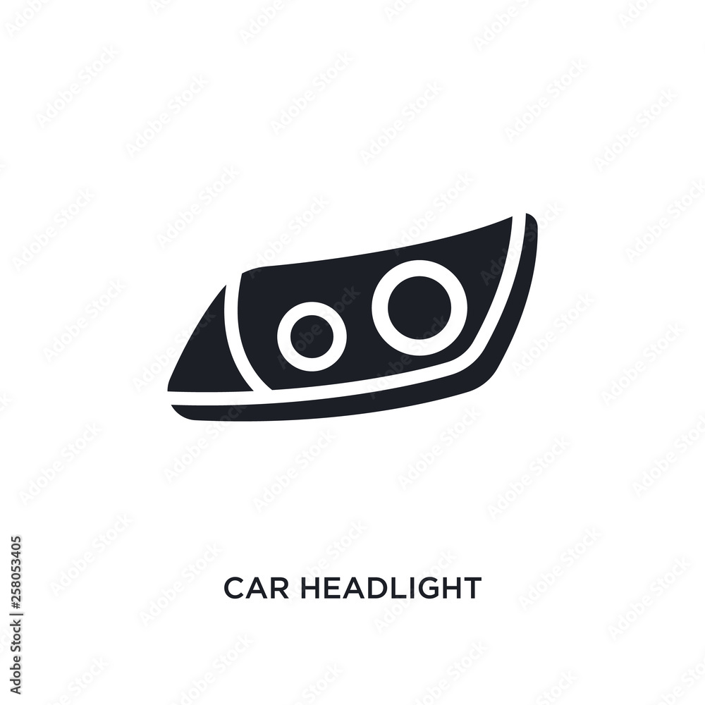 car headlight isolated icon. simple element illustration from car parts concept icons. car headlight editable logo sign symbol design on white background. can be use for web and mobile - obrazy, fototapety, plakaty 