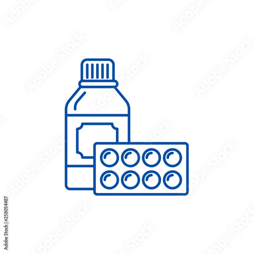 Sport supplements line concept icon. Sport supplements flat  vector website sign, outline symbol, illustration.