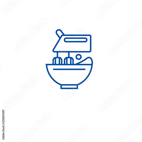 Stand food mixer line concept icon. Stand food mixer flat  vector website sign, outline symbol, illustration.