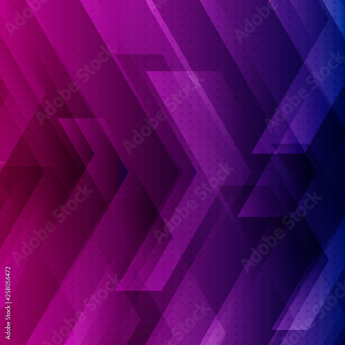 Abstract blue, purple and pink tech background with big arrows sign digital and stripes technology concept. Space for your text.