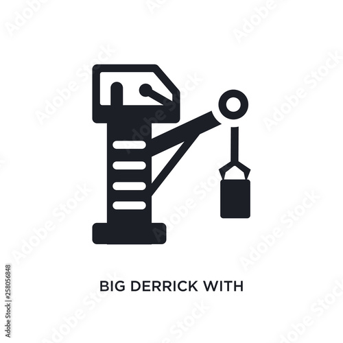 big derrick with boxes isolated icon. simple element illustration from construction concept icons. big derrick with boxes editable logo sign symbol design on white background. can be use for web and
