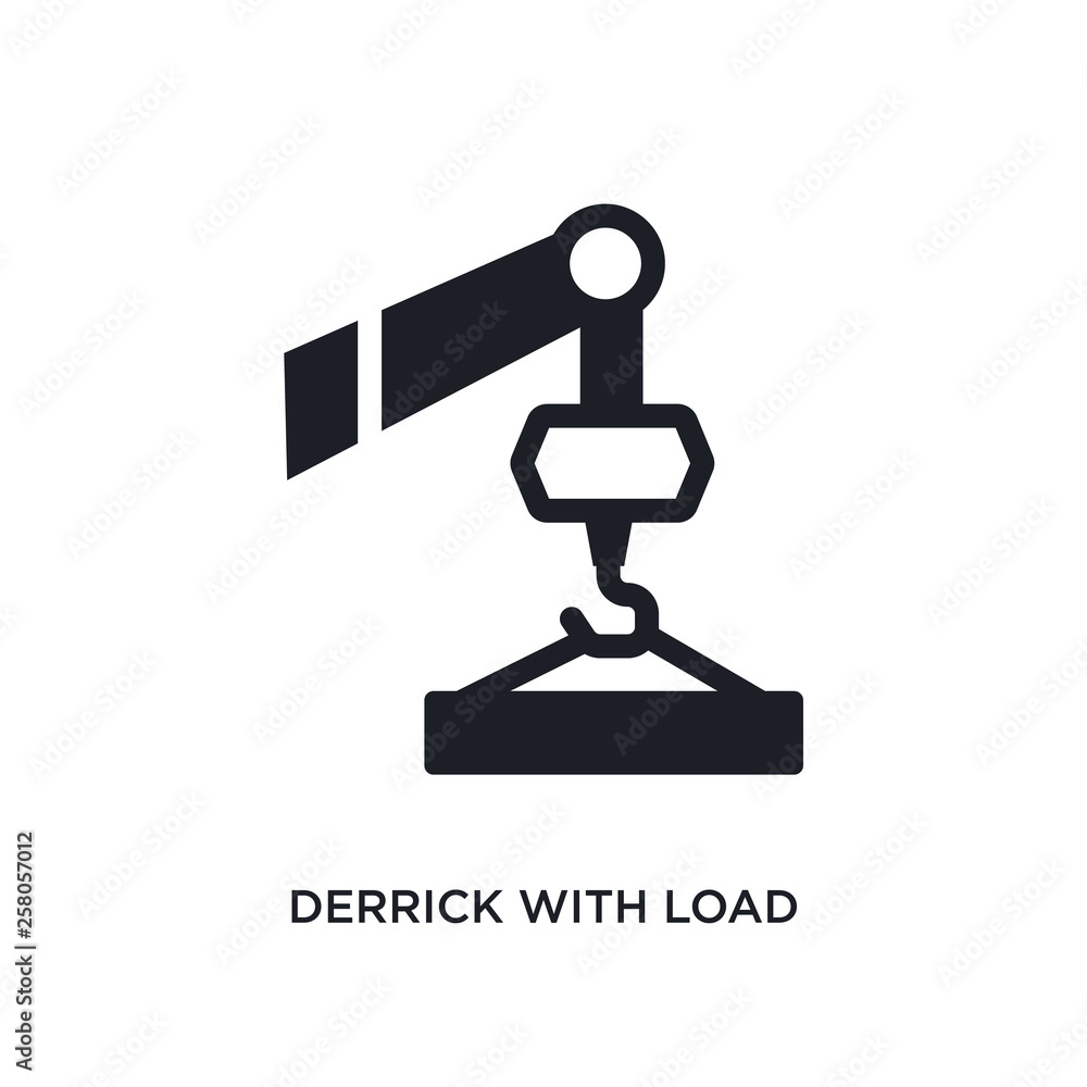 derrick with load isolated icon. simple element illustration from construction concept icons. derrick with load editable logo sign symbol design on white background. can be use for web and mobile derrick with load isolated icon. simple element illustration from construction concept icons. derrick with load editable logo sign symbol design on white background. can be use for web and mobile