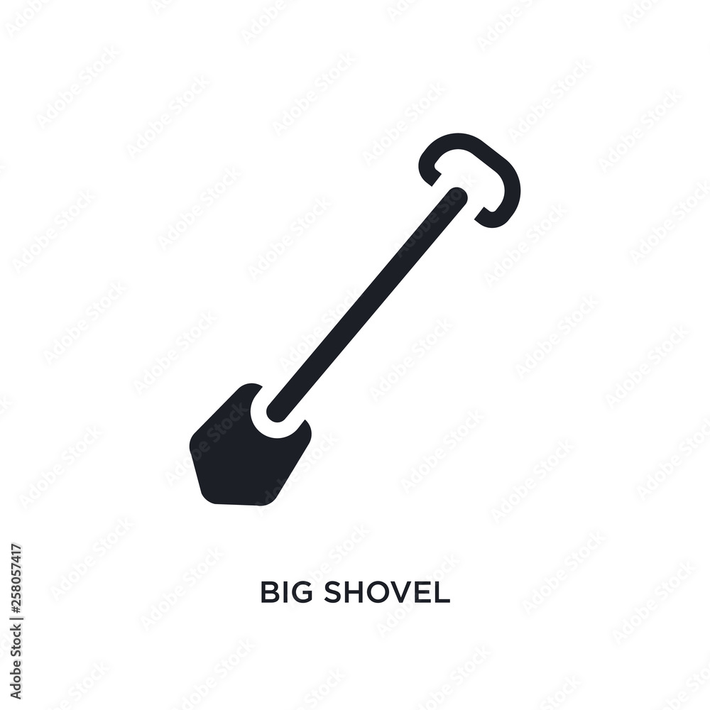 big shovel isolated icon. simple element illustration from construction concept icons. big shovel editable logo sign symbol design on white background. can be use for web and mobile