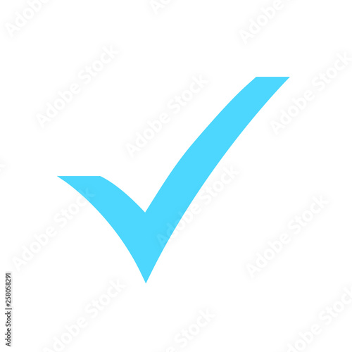 Blue check mark icon. Tick symbol, tick icon vector illustration.