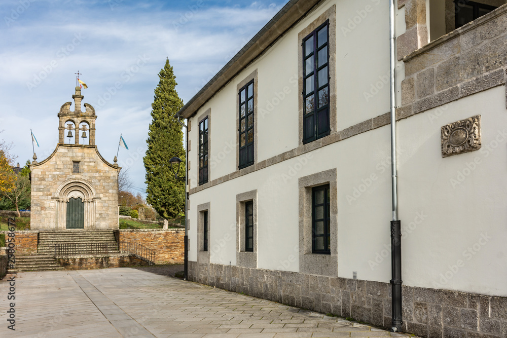 View of the Snow Chapel in Portomarin in the province of Lugo, fundamental point on the way to santiago French road