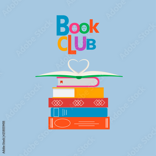 Book club logo template design for promo, flyer, cover, and posters. Vector illustration