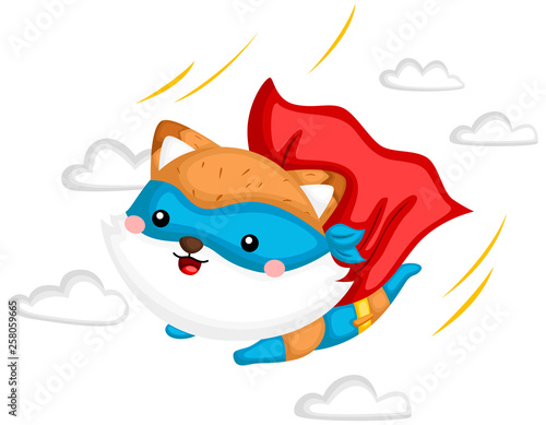 A vector of a cute fox wearing superhero costume