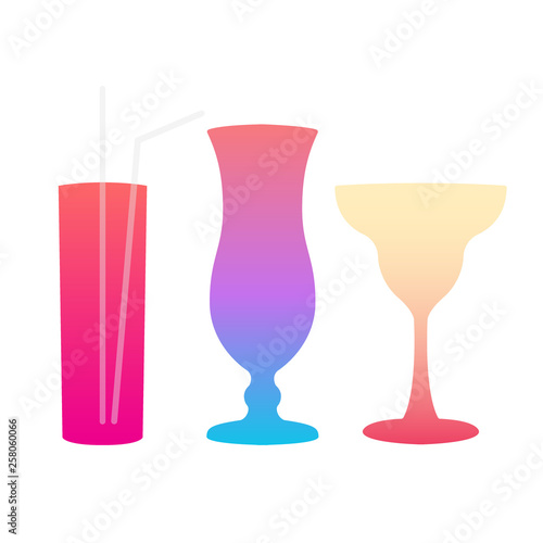 Cocktail glass with gradient. Refreshing three drink.