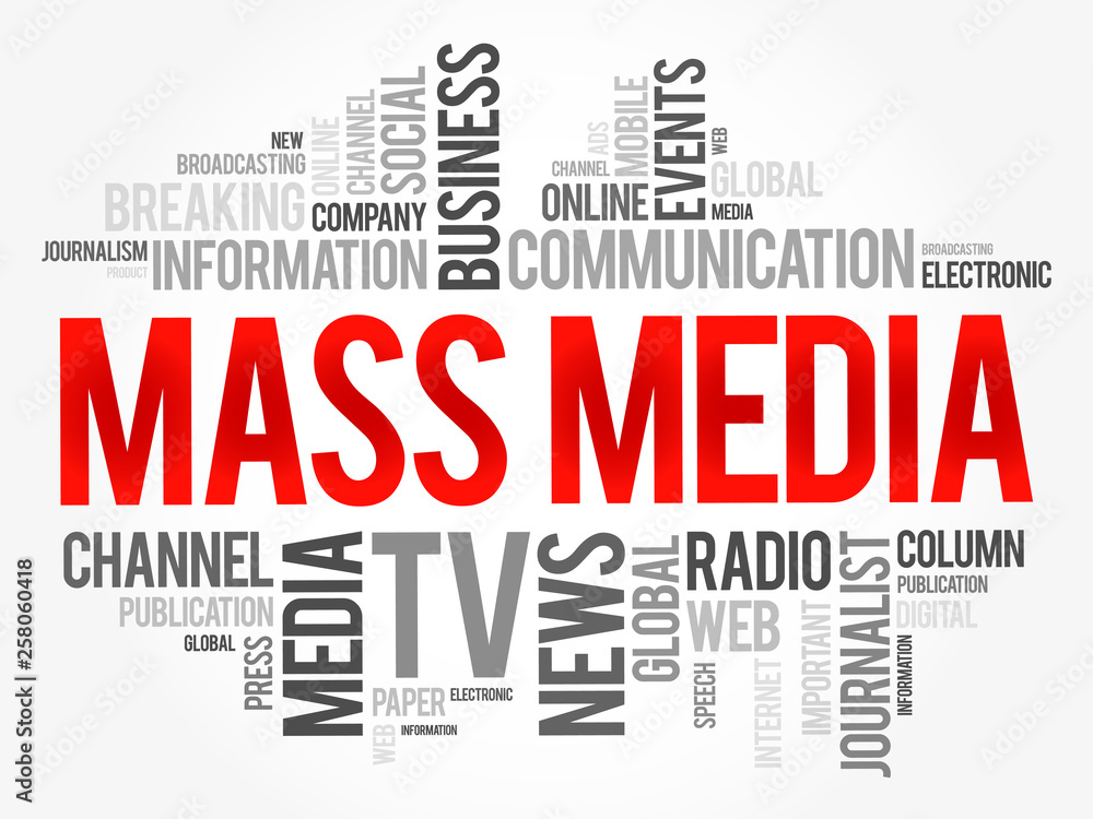 Mass media word cloud collage, business concept background Mass media word cloud collage, business concept background