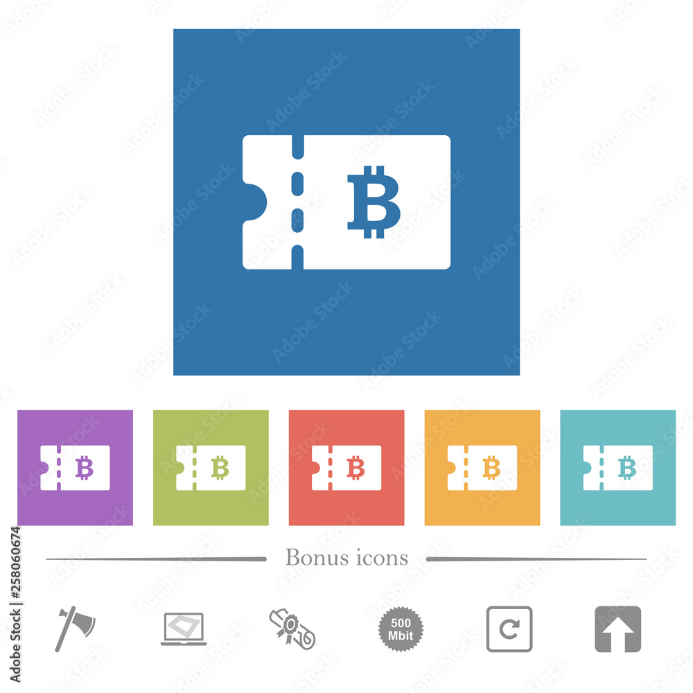 Bitcoin discount coupon flat white icons in square backgrounds Bitcoin discount coupon flat white icons in square backgrounds