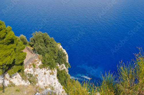 View of the rocky coast of the island of Capri