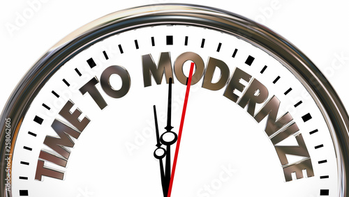 Time to Modernize Update New Refresh Clock Words 3d Illustration photo