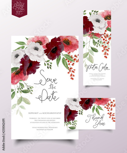 Set of watercolor floral painting cards.
