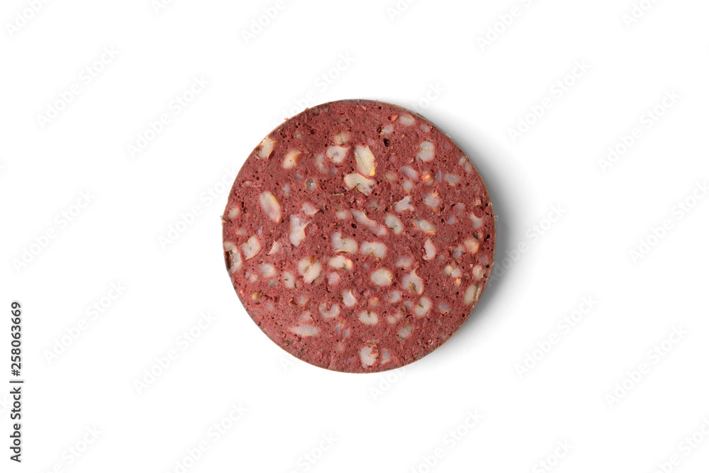 Blood sausage isolated on white background. Blood sausage isolated on white background.