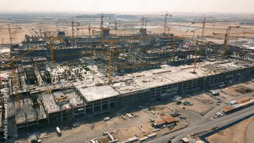 Aerial view of huge construction site