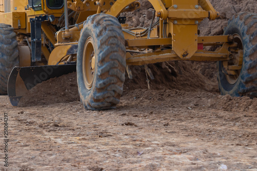 Motor Grader in road construction, Machinery in road construction