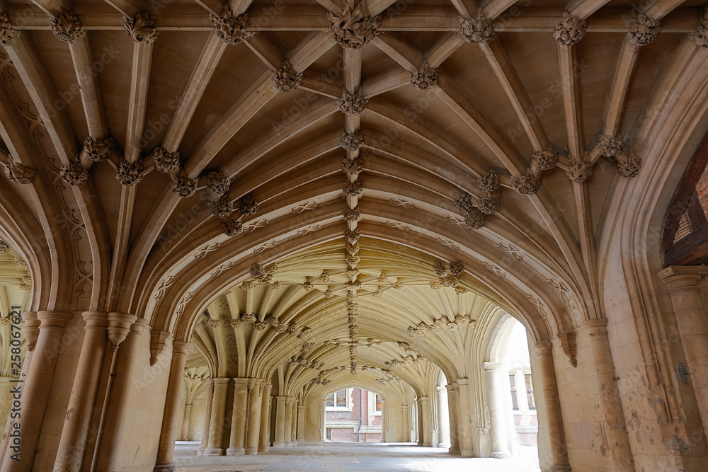 The vaulted undercroft of Lincoln's Inn Chapel in London