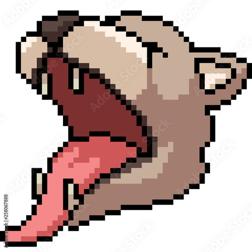 vector pixel art cat yawn