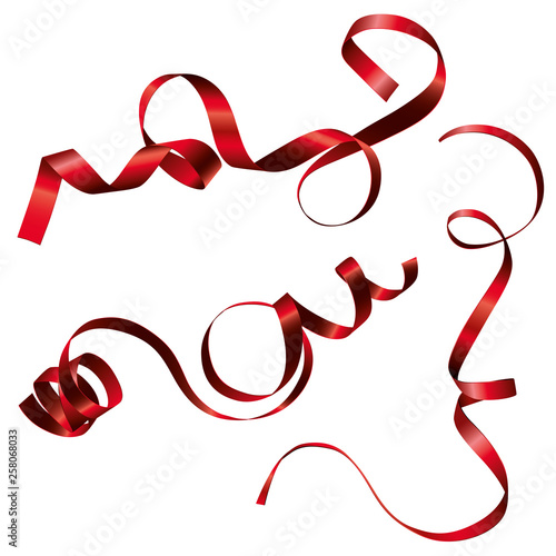 set of red satin ribbons