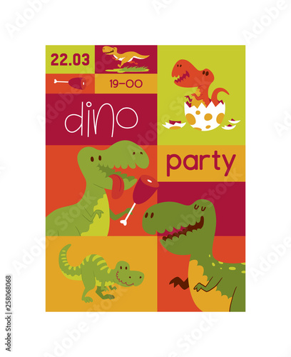 Dinosaur vector seamless pattern kids tyrannosaurus rex cartoon character dino and jurassic tyrannosaur on wallpaper poster illustration backdrop of ancient animal background