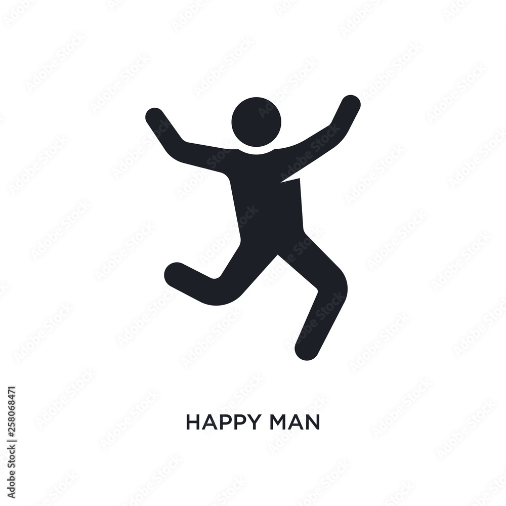 happy man isolated icon. simple element illustration from humans concept icons. happy man editable logo sign symbol design on white background. can be use for web and mobile