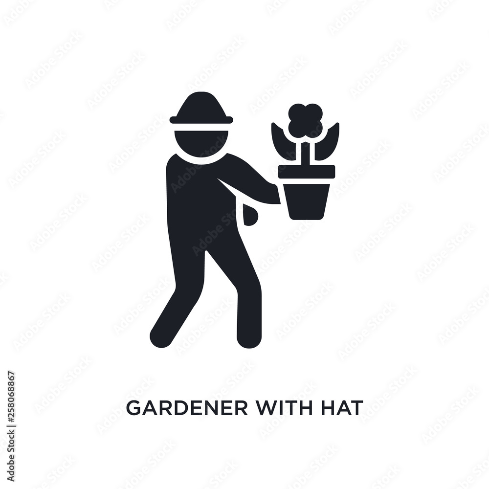 gardener with hat isolated icon. simple element illustration from humans concept icons. gardener with hat editable logo sign symbol design on white background. can be use for web and mobile