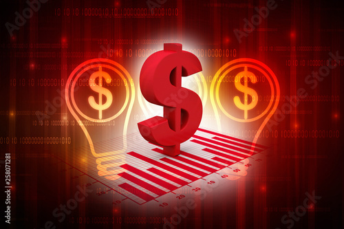 3d rendering Dollar symbol 